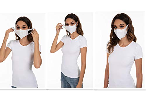 Medi-Sky 3D Disposable Mask For Adults, Elastic Cloth Ear Straps Breathable Face Mask Individual Package 50Pcs White #TOP4
