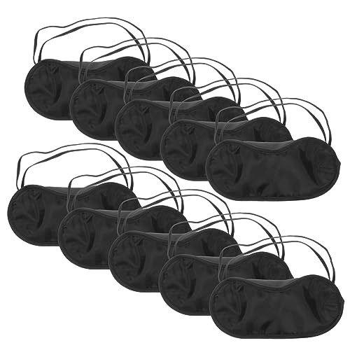 BEBEMOKO 10個 ゴーグル eye mask eye patch 寝台車 遊ぶ 旅行アイシェード ドライアイ用目 眠りの目 男性用アイマスク 目隠し アイパッド ポリエステル Black