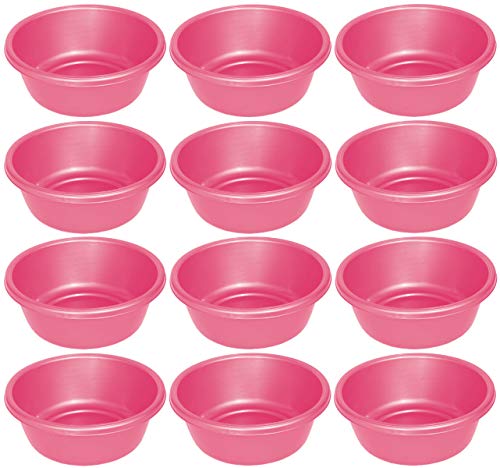 Round plastic wash basin, 7 quart, pink