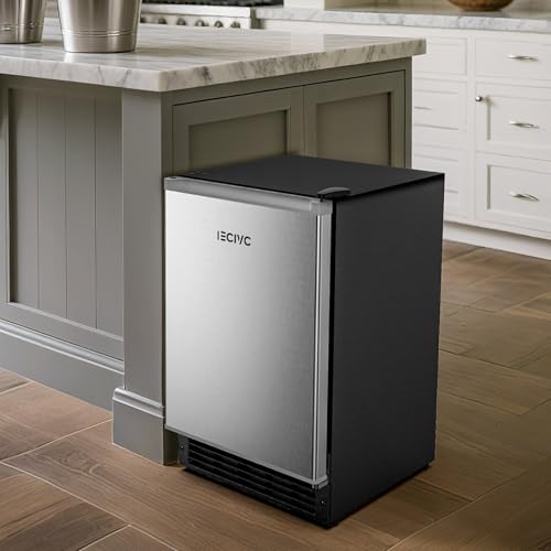 Image of Under Counter Crescent Ice Maker Machine, 15'' W Drainless Built-in Ice Maker, 15 LBS /Day with 12 LBS Storage Bin, Perfect for Commercial Home Bar, No Drain