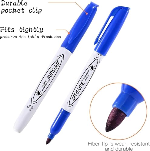 Image of Permanent Markers Assorted Colors Set, 12 Colored Markers 12 Pack, Fine Point,Works on Wood, Plastic, Metal, and More, for Adults, Artist, Teacher, Kids