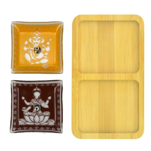 Kit Suporte de Vidro para Incenso com Aparador de Bambu – Incensá...