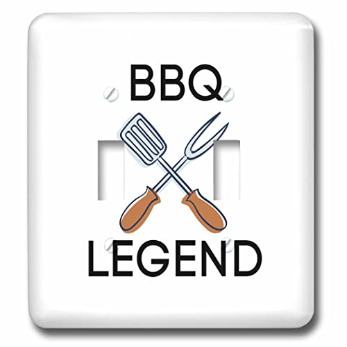 3dRose The words BBQ Legend with a pic of barbecue tools double toggle switch