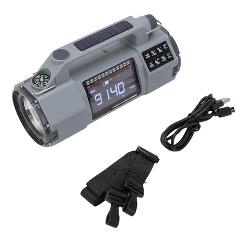 Solar Hand Crank Emergency Radio, Portable AM FM SW Weather Radio with SOS Alarm USB Type C Charging Solar Panel and Hand Crank Power Bank