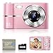 Digitalkamera 50MP Fotokamera 1080P Videokamera mit 16X Digitalzoom, 2,4" Bildschirm Vlogging Kamera Fotoapparat Mini Kompaktkamera für Kinder Teenager, 32G Karte (Rosa)
