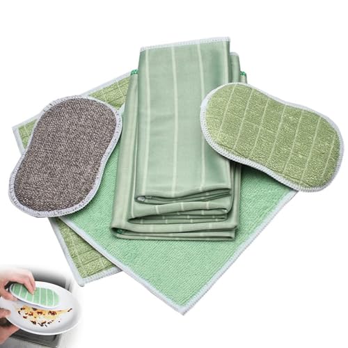 Juego de 6 Paños de Limpieza de Fibra de Bambú, Paños de Microfibra de Bambú, Paños de Limpieza de Bambú, Bayeta Cristales, Sostenibles para Ventanas, Cocina, Hogar, Coche