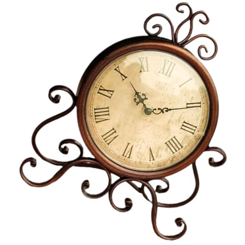 Reloj de mesa vintage Abaodam de hierro forjado marrón para decoración de salón 2