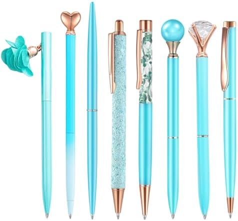 KINBOM 8 Piece Ballpoint Pen Rose Gold Set, Ballpoint Pen For Women, Metal Ballpoint Pen Office Supplies For Writing