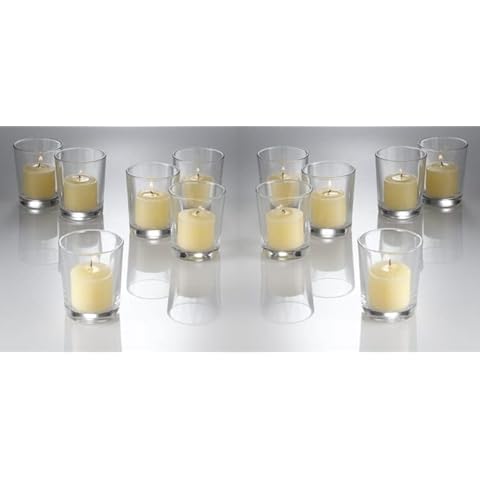 Set of 12 Mercury Glass CLEAR Tea Light Holders Candle Votive Wedding Decoration 6.7CM H Cover