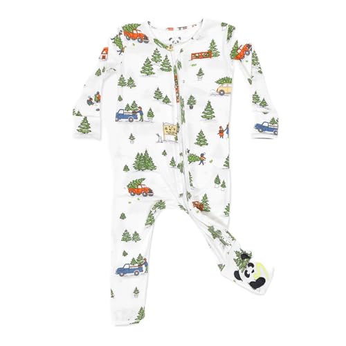 Bellabu Bear Holiday Family Matching Footies Rayon from Bamboo Baby One Piece Sleepers (Christmas Tree Farm 0-3 Months)