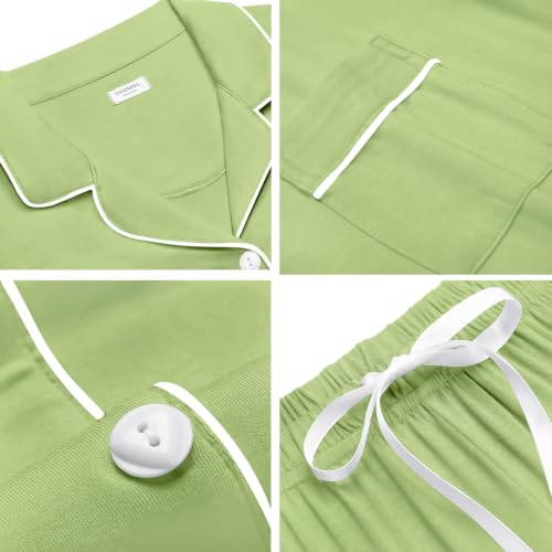 Image of SWOMOG Womens Button Down Pajamas Set Short Sleeve Sleepwear Bride Soft Pj Lounge Sets XS-3XL