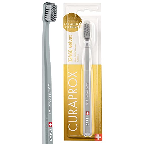 Image of Curaprox CS 12460 Velvet Soft Toothbrush - Sensitive Gum Care | Ultra-Gentle Cleaning with 12,460 Filaments | Single Pack, Grey