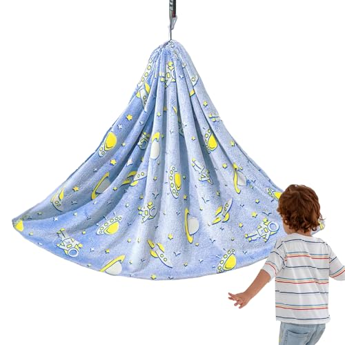 Hiemible Hamaca Infantil,Sensorial Que en la Oscuridad | Manta de Franela con Calor Duradero | para Dormitorio Infantil Viajes Exterior Interior Jardín y Habitación