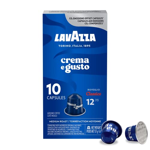 Lavazza - Lavazza Crema E Gusto Medium Roast Coffee Capsules Compatible with Nespresso Original Machines, creamy coffee, chocolate hints, wood, and spice aftertaste, (10 Count) Pack of 1 - ( Packaging May Vary )