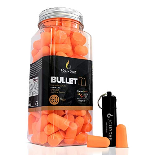 Ear Plugs for Sleeping Block Out Snoring, Premium Thermo Foam Noise Reduction and Cancelling Earplugs for Shooting Range Loud Events Construction Work Study by Jourdak New SNR 36db 60Pair