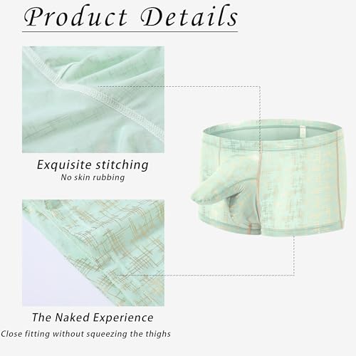 Mens Dual Pouch Underwear Printing Silky Boxers Underwear for Men 1 to 4 Pack4