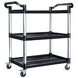 IMGZAR Utility Carts with Wheels Rolling Cart Heavy Duty Food Service Cart for Kitchen Warehouse Off