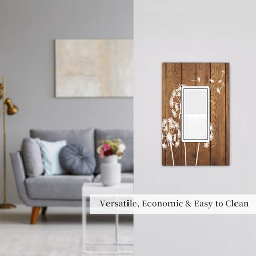 Plaque rustique en bois marron pissenlit pour interrupteur - 8