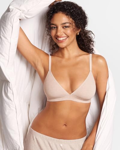 Women's Natrelax Triangle Bralette No Underwire Plunge Unlined Ribbed Soft Wireless Bra V Neck Sexy Everyday3