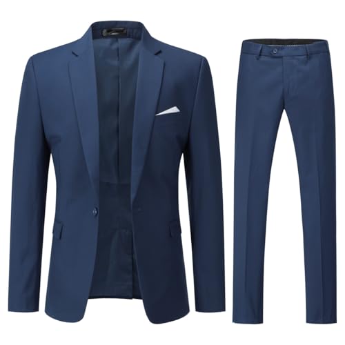 YOUTHUP Anzug Herren 2 Teilig Slim Fit Herrenanzug Business Hochzeit Modern Anzüge Sakko Anzughose, Marine, L YOUTHUP Anzug Herren 2 Teilig Slim Fit Herrenanzug Business Hochzeit Modern Anzüge Sakko Anzughose, Marine, L