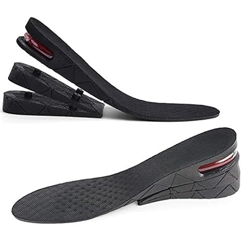 Height Increase Insoles 3 Layers, 1.2 to 2.4 Inches, Universal Breathable Non-Slip Shoe Lift Inserts, Variable Height Increasing Heel Protector Pads with Air Cushion for Women and Men, 1 Pair. (Black) Cover