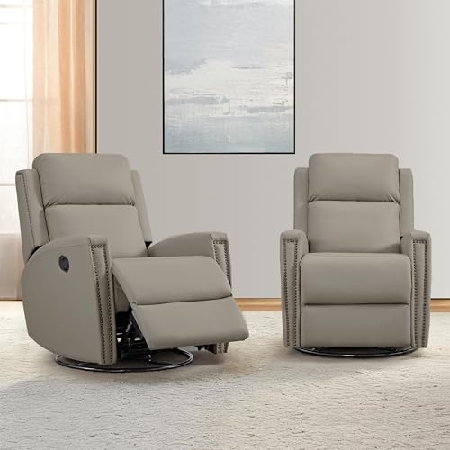 Sillón reclinable gris con diseño de remaches miniatura 2