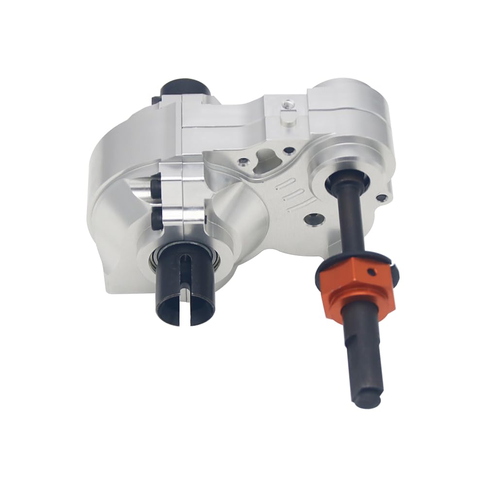 smTSRC CNC Metal 3 Stage Split Gearbox Assembly with Heavy Duty Diff Gears for 1/5 KM HPI BAJA 5B 5T SS RV RC Car Parts (Silver)
