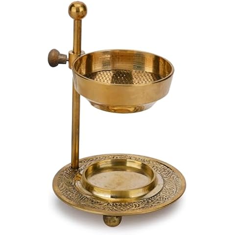 Ajuny Incense Burner Holder Tea Light Candle or Charcoal Resin Heated Beautiful Adjustable Design Golden for Home Decor Fragrance Spiritual Accessories Best Gifts Cover
