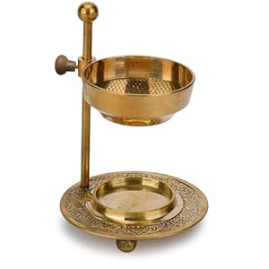 Ajuny Incense Burner Holder Tea Light Candle or Charcoal Resin Heated Beautiful Adjustable Design Golden for Home Decor Fragrance Spiritual Accessories Best Gifts