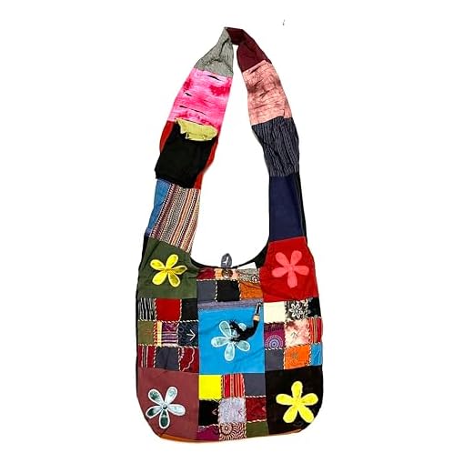 Bolso Bandolera Hippie multicolor con cremallera Hecho a mano en Nepal con telas de algodón muy bien confeccionado,talla unica