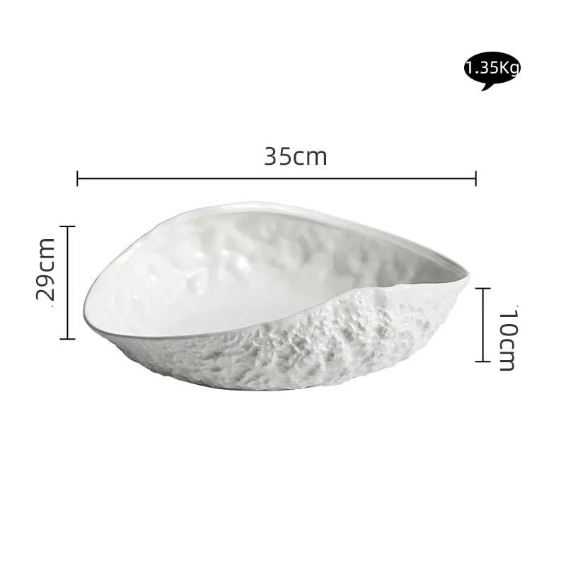 Czysty biały owalny talerz do zupy, minimalistyczny talerz do serwowania kuchennego, ceramiczny talerz do serwowania głównego, zastawa stołowa, 14 cali