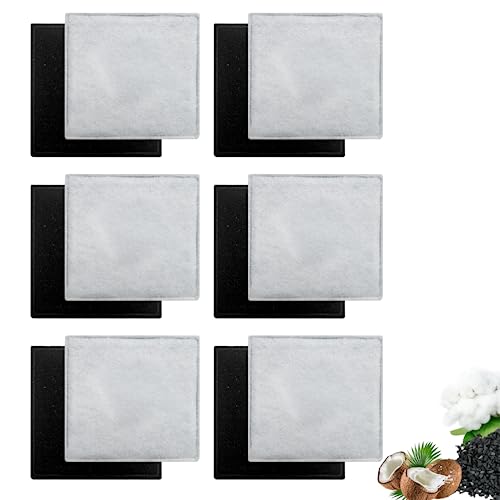 TOGGATH 12 Pack Cat Water Fountain Replacement Charcoal Filters Square Compatible with Petsafe Premier Pet Fountain Filters 2.5 Inches for Aqua Cube Catit Mini Flower Pet Fountains