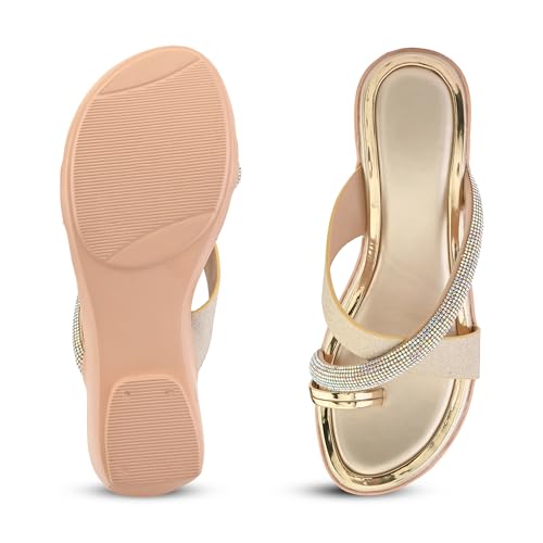 Image of Centrino Women's Wedge Heel Sandals | Stylish Slip-On Sandals for Ladies | Soft Cushioned Footbed for Comfort | Elegant & Trendy Design | Lightweight and Durable Fashion Footwear (9410)