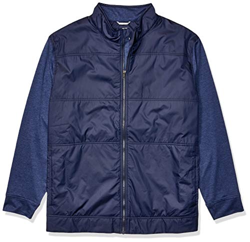 Cutter & Buck Men's Moisture Wicking Drytec Heathered Stealth Full Zip Jacket, Liberty Navy, 2X Tall