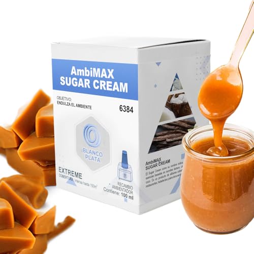 Ambimax fragancia Sugar Cream Plus 100ml, 30 días de duración, 150m2 de cobertura, Endulza el ambiente. Comercios, heladerías, bares, restaurantes (NO INCLUYE APARATO)