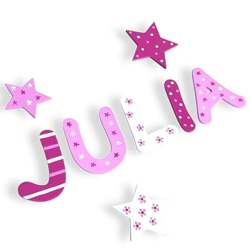 Tolle Holzbuchstaben für Kinderzimmer-Tür, Design Julia, Größe: 7cm Tolle Holzbuchstaben für Kinderzimmer-Tür, Design Julia, Größe: 7cm