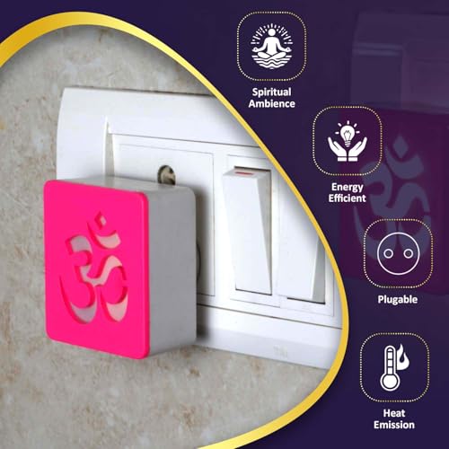 Image of Lexton Om Fancy LED Night Lamp Light with 2 Pin Socket for Spiritual Ambiance, 0.5 Watt, 230v (Warm White, Pack of 1)