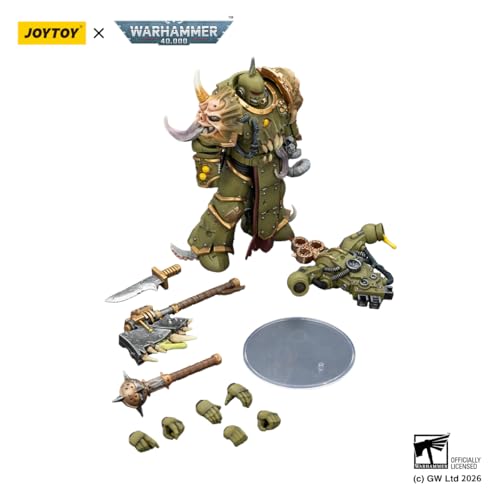 Image of JOYTOY Warhammer 40k Death Guard Plague Marine 1 /18 Action Figure | Bubotic Axe & Plague Knife, Collectible, Ages 15+, 4.8-inch