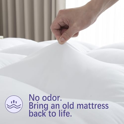 WhatsBedding Memory Foam Mattress Topper, Pressure-Relieving Cooling Mattress Pad with Secure Strap Design for Back Pain, Soft and Supportive Bed Topper