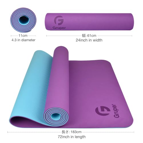 Image of Gruper Yoga Mat Non Slip, Eco Friendly Fitness Exercise Mat with Carrying Strap,Pro Yoga Mats for Women,Workout Mats for Home, Pilates and Floor Exercises