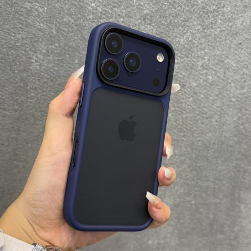 Coque iPhone 17 Pro Max transparente mate orange avec boutons métalliques antichoc