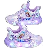 [MsiDtsoy] キッズ スニーカー 女の子 光る靴 LED 合皮 通気性 軽量 クッション 滑り止め プリンセス風 雪の結晶風 ガールズ 運動靴 ランニング 普段履き 通園 通学 14.5–20.5cm (16.0 cm,パープル) [並行輸入品]