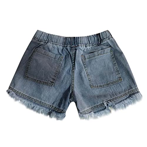 Womens Summer Jean Shorts Drawstring Waist Fringed Cut Off Shorts Stylish Teen Girls Casual Denim Shorts with Pockets4