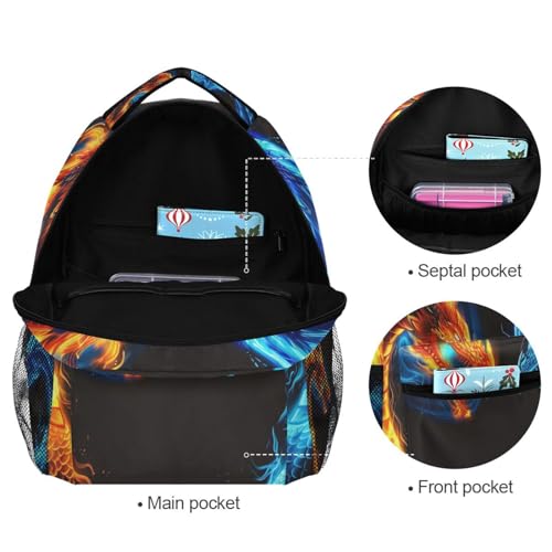 Fire Dragon Flame Laptop Backpack for Women Men, Personalized College Bookbag Travel Bag Casual Daypack back packs - Image 4