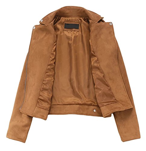 CHARTOU Women's Fall 2023 Fashion Faux Suede Leather Casual Moto Biker Jacket Coats4