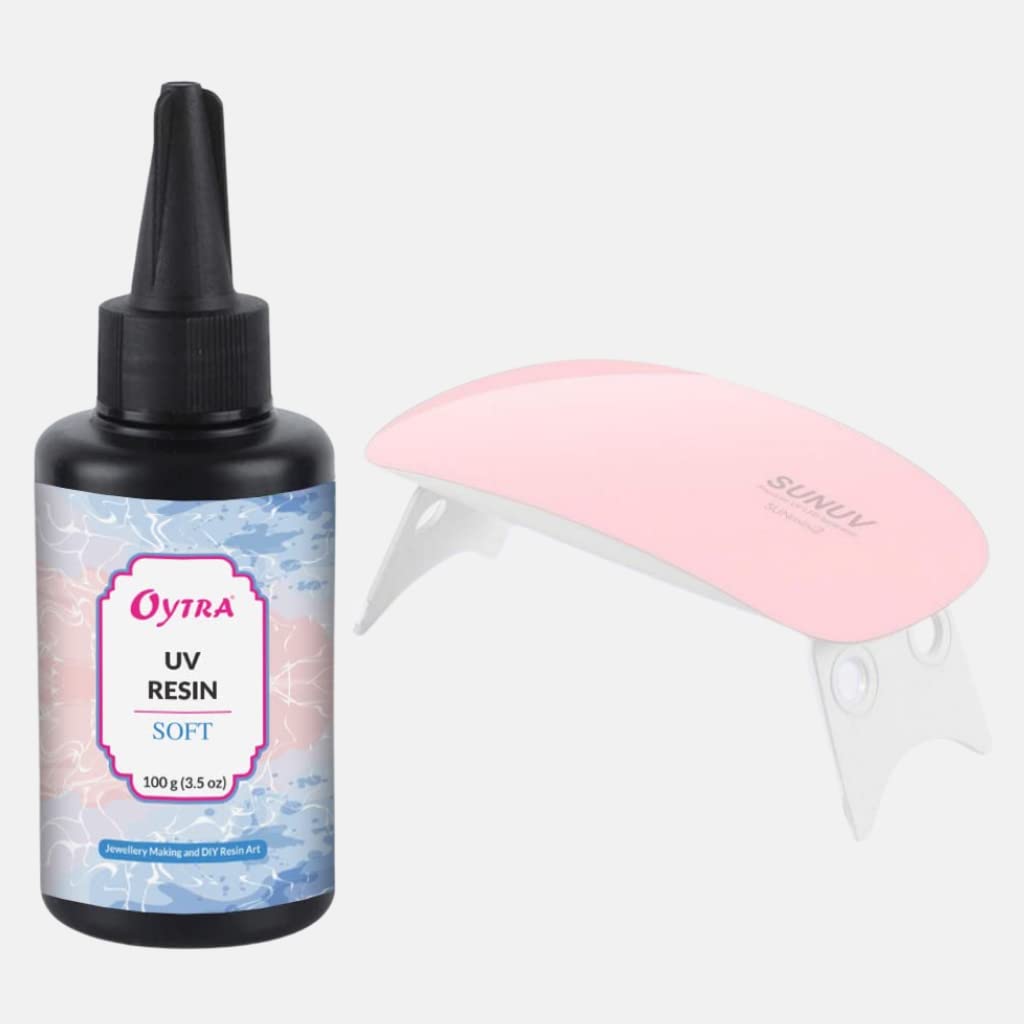 Oytra Soft UV Resin Clear Glossy Finish for Artists and Professionals Polymer Clay Gloss DIY Jewelry Craft Decoration Casting Coating (100 Grams + UV Lamp) (B0BN8NL925) Amazon Price History, Amazon Price Tracker