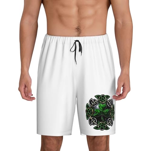 Irish Celtic Shamrock Pajama Shorts for Men, Men's Pajama Bottoms, Sleepwear for Summer