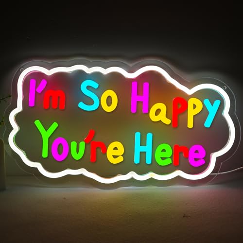 Image of I'm So Happy You're Here Neon Signs Welcom LED Neon Light Wall Decor for Classroom,Kids Room,Business,Party,GIft Art for Boys Girls Kids,Friends,Family-17.75x8.7 IN-USB Powered-Acrylic