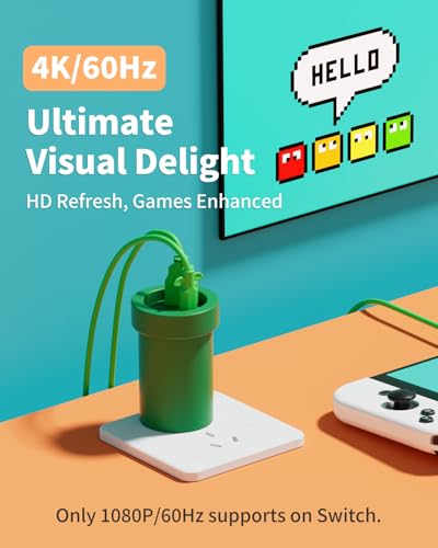 Image of Switch Charger Dock Portable Compatible with Nintendo /OLED /Lite, 65W GaN Charging Dock&Hub, Swith Docking Station for TV with 4K 60Hz HDMI /USB-C PD Fast Charging /USB 2.0-Green