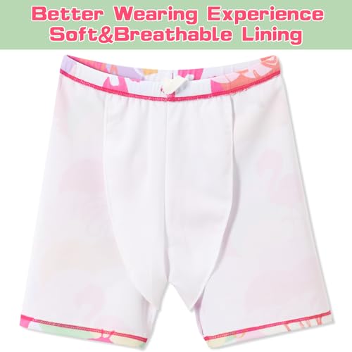 Image of WAWSAM 2 Pieces Girls Rash Guard Toddler Swimsuit Girl Swimsuit Short Sleeve Bathing Suit for 3-6 Years